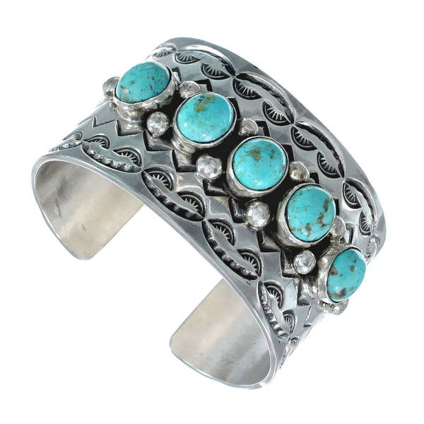 Navajo Turquoise Multistone Sterling Silver Cuff Bracelet AX129786